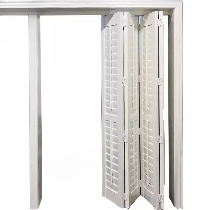 

Solid wood louvers folding sliding door balcony living room cloakroom partition breathable window door source head