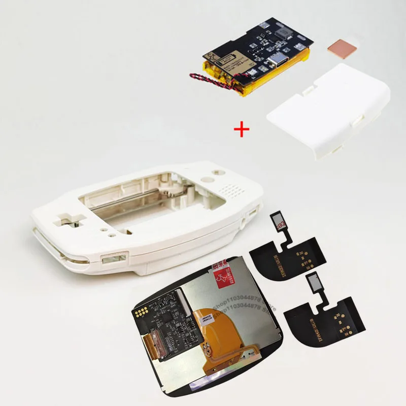IPS V4 Pre-gelamineerde scherm LCD-schaalsets 1800mAh ingebouwde lithium batterij met Type C oplaadpoort batterijdeksel voor GBA