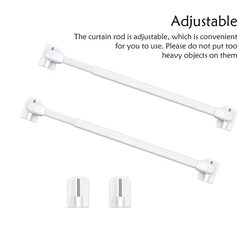2Pcs Adjustable Curtain Rod Bathroom Bar Shower Extendable Telescopic Poles Without Drilling Hanger Rods for Kitchen Home Hotel