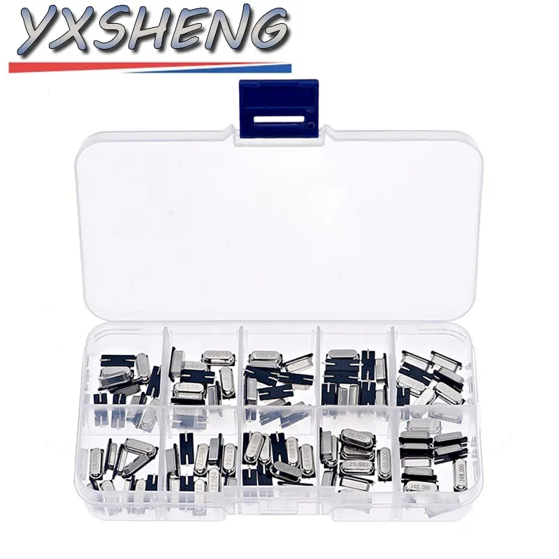 10Values SMD HC-49S 2Pin Quartz Resonator Crystal Oscillator Kit 4MHz 6MHz 8MHz 11.052MHz 12MHz 16MHz 22.1184 24MHz 25MHz 48MHz