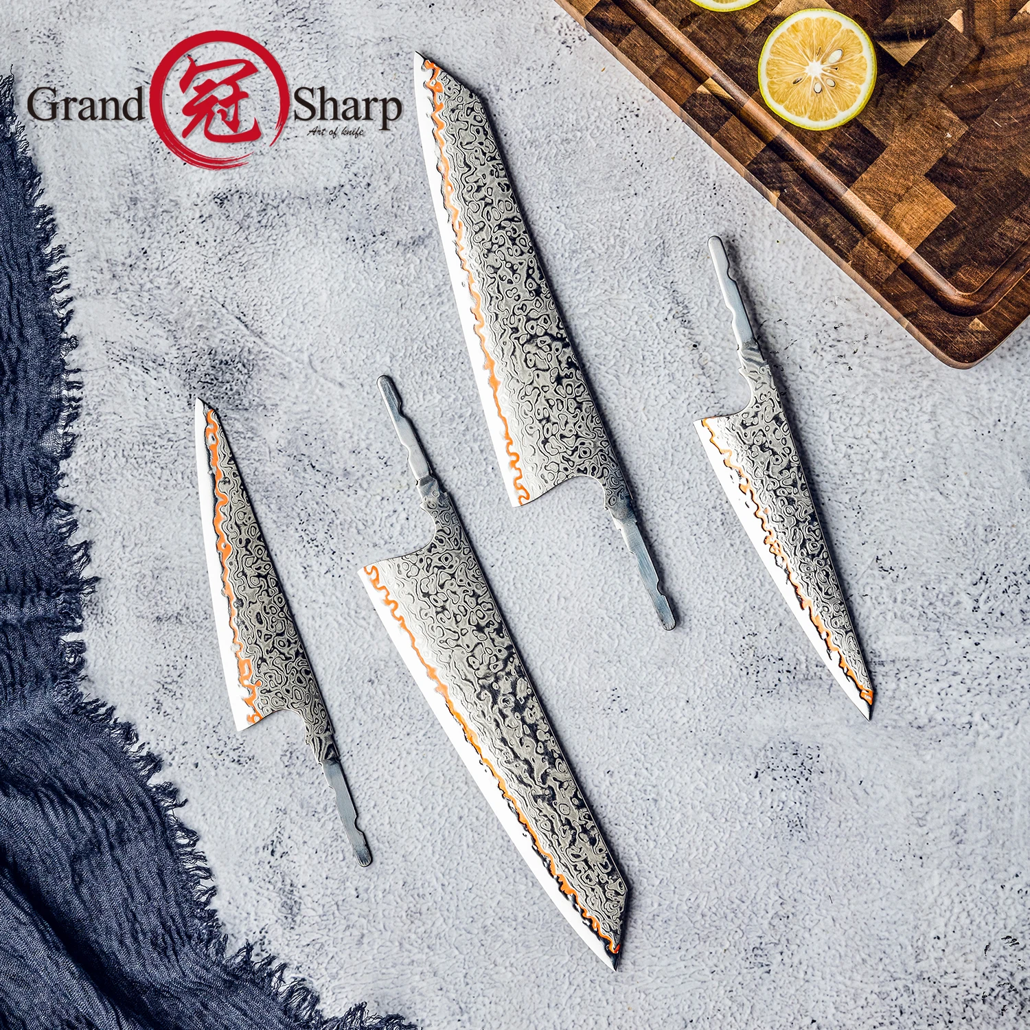 

Лезвие ножа Grandsharp DIY Ультра острое лезвие ножа 55-слойная медь из дамасской стали 10Cr15CoMov Нож ручной работы с V-образным краем на заказ