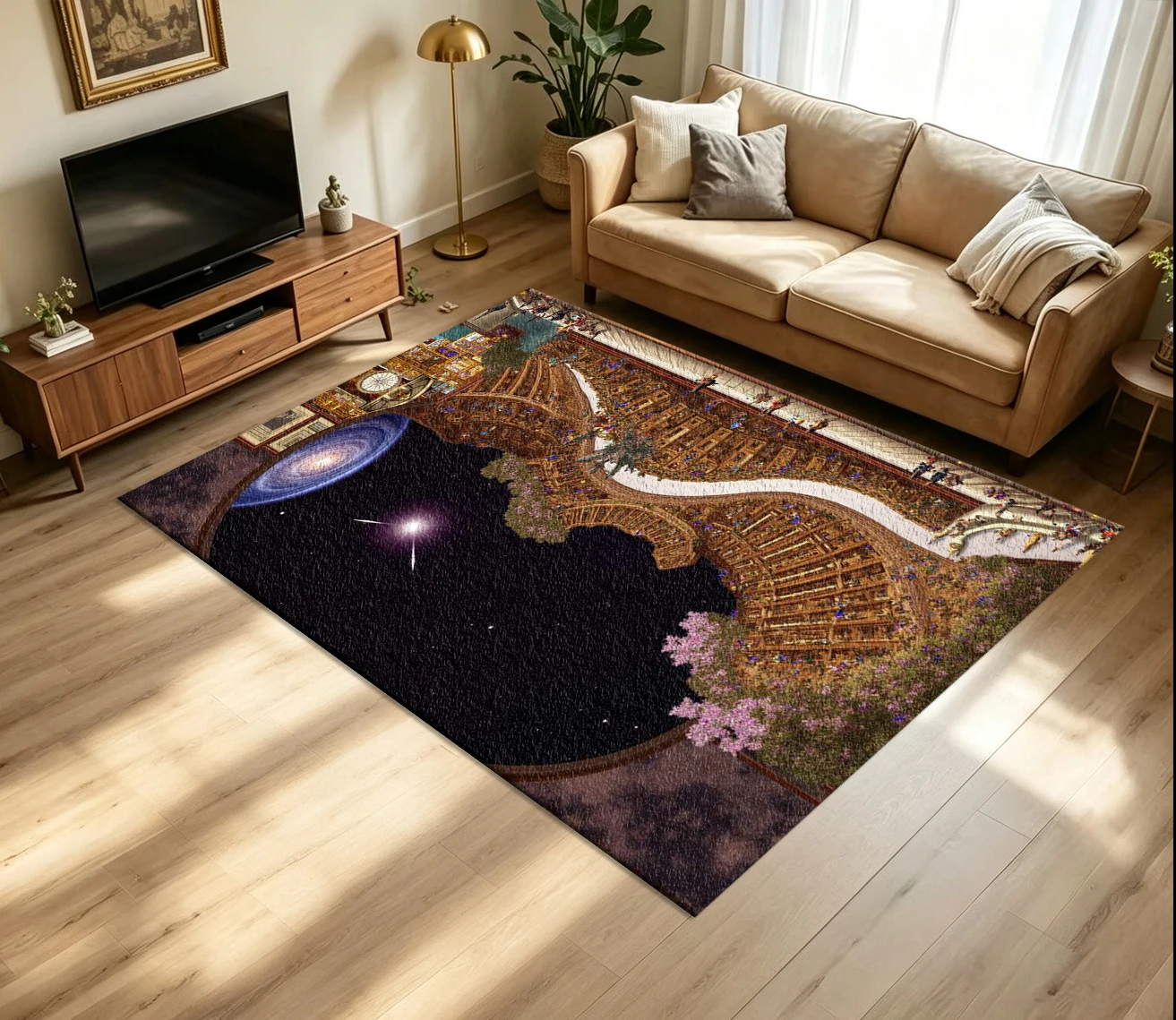 Universe Space Galaxy Fantasy Landscape Carpet Mysterious Starry Sky Decorative Carpet