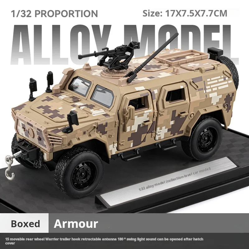 Schaal 1:32 Militair pantservoertuig Legering Premium Model Speelgoedauto Geluid en licht Trek speelgoedauto jongens Cadeau verzamelobjecten