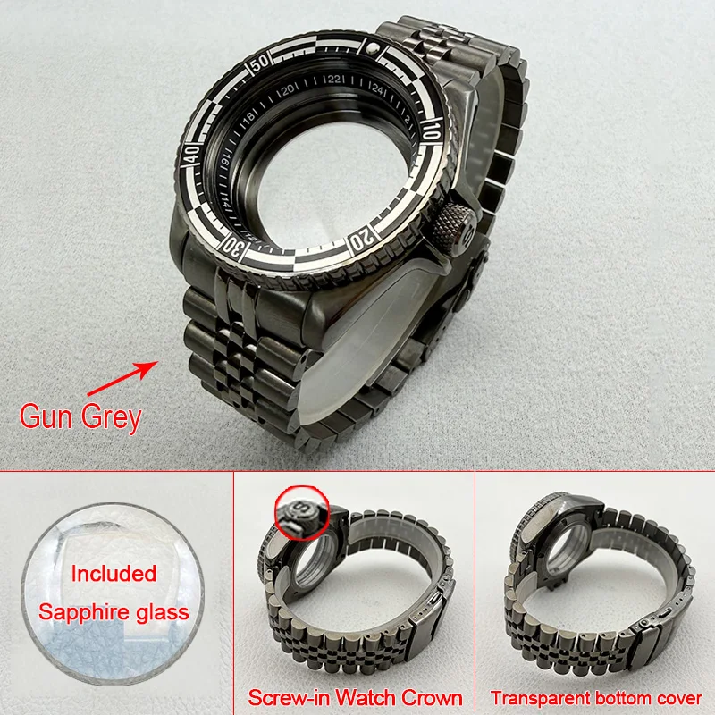 

Корпус для часов Gun Grey SKX007 SRPD и комплект браслетов 22 мм, совместимые с механизмом NH35, водонепроницаемые до 20ATM, наборы для сборки часов на заказ.