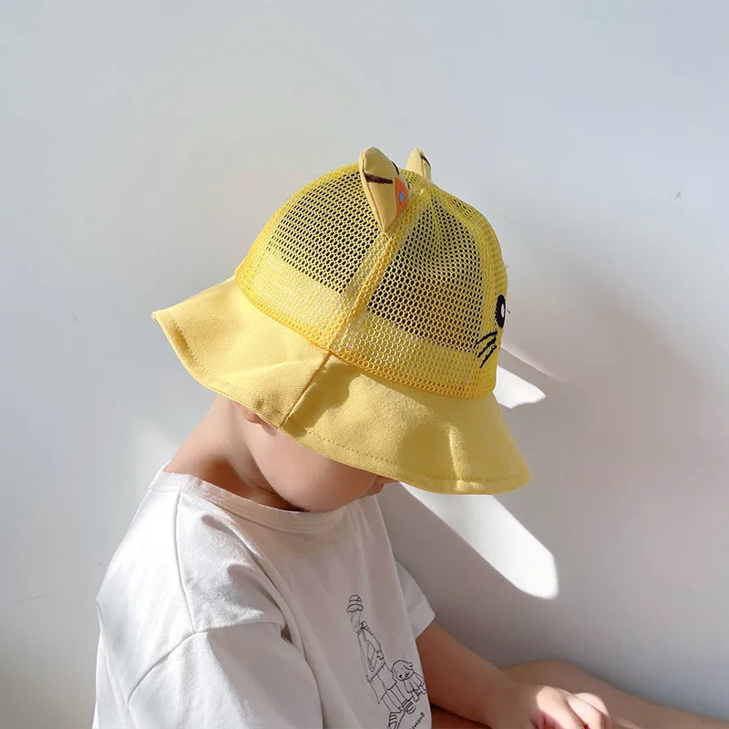 2023 Summer Baby Hat Sun Protection Caps Newborn Baby Bucket Hat Baby Girls Boys Beach Cap Mesh Breathable Fisherman Caps