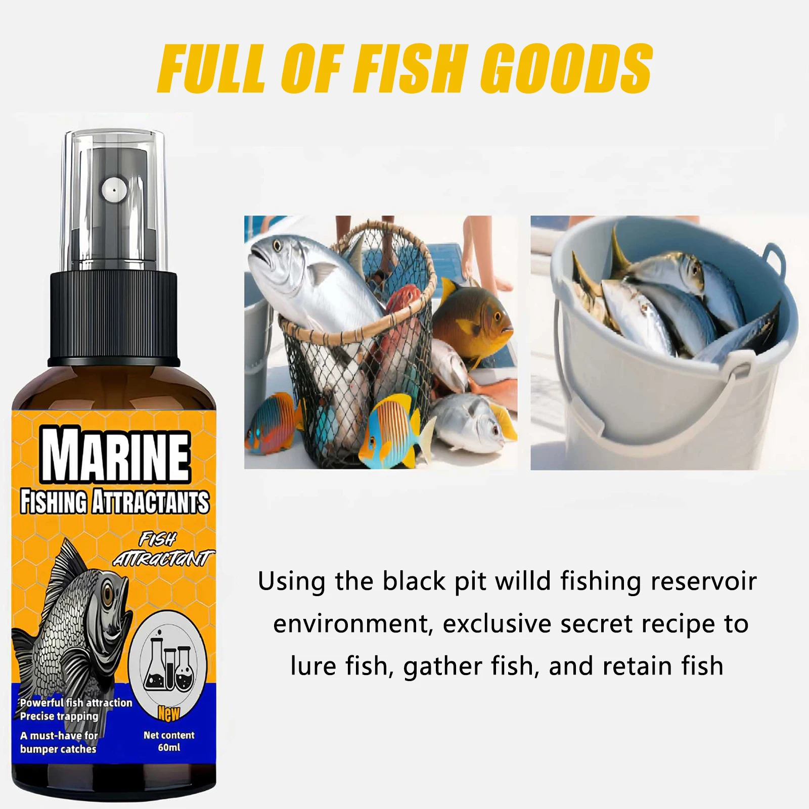 

60ml Liquid Fishing Bait Deep Sea Efficient Fish Attractant For Sea Bass Bream Pike Hairtail Concentrated Fishing Additive