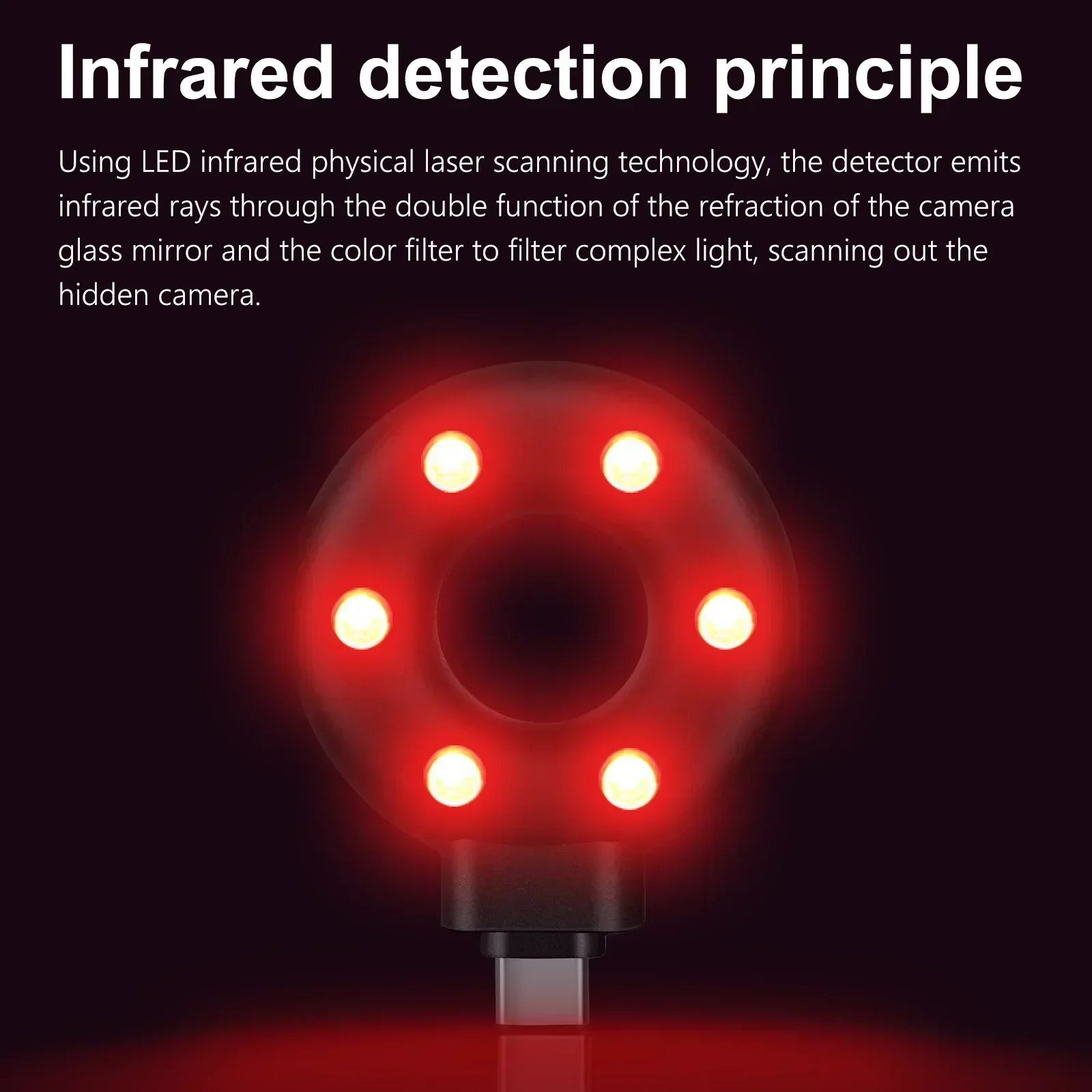 Detector de cámara portátil inalámbrico, sistema de alarma infrarroja tipo C para viajes al aire libre, Hotel y teléfono