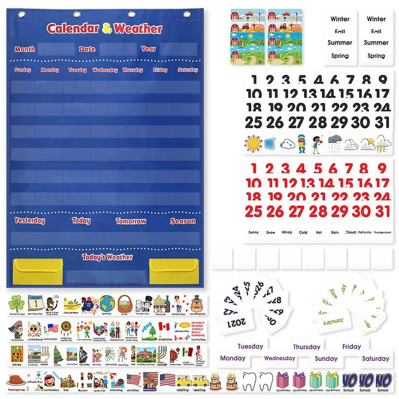 

Monthly Weather Calendars Pocket Chart Monthly Calendars & Weather Classroom Pocket Chart With 142 Cards School And Kindergarten