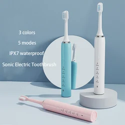 Cepillo de dientes eléctrico sónico para adultos, recargable, con temporizador, lavable, electrónico, ultrasónico, blanqueador, Limpieza de dientes