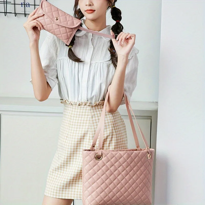 Bolso de mano versátil informal y moderno de 2 piezas, gran capacidad para acomodar, teléfonos móviles, tabletas, paraguas pequeño, etc., también