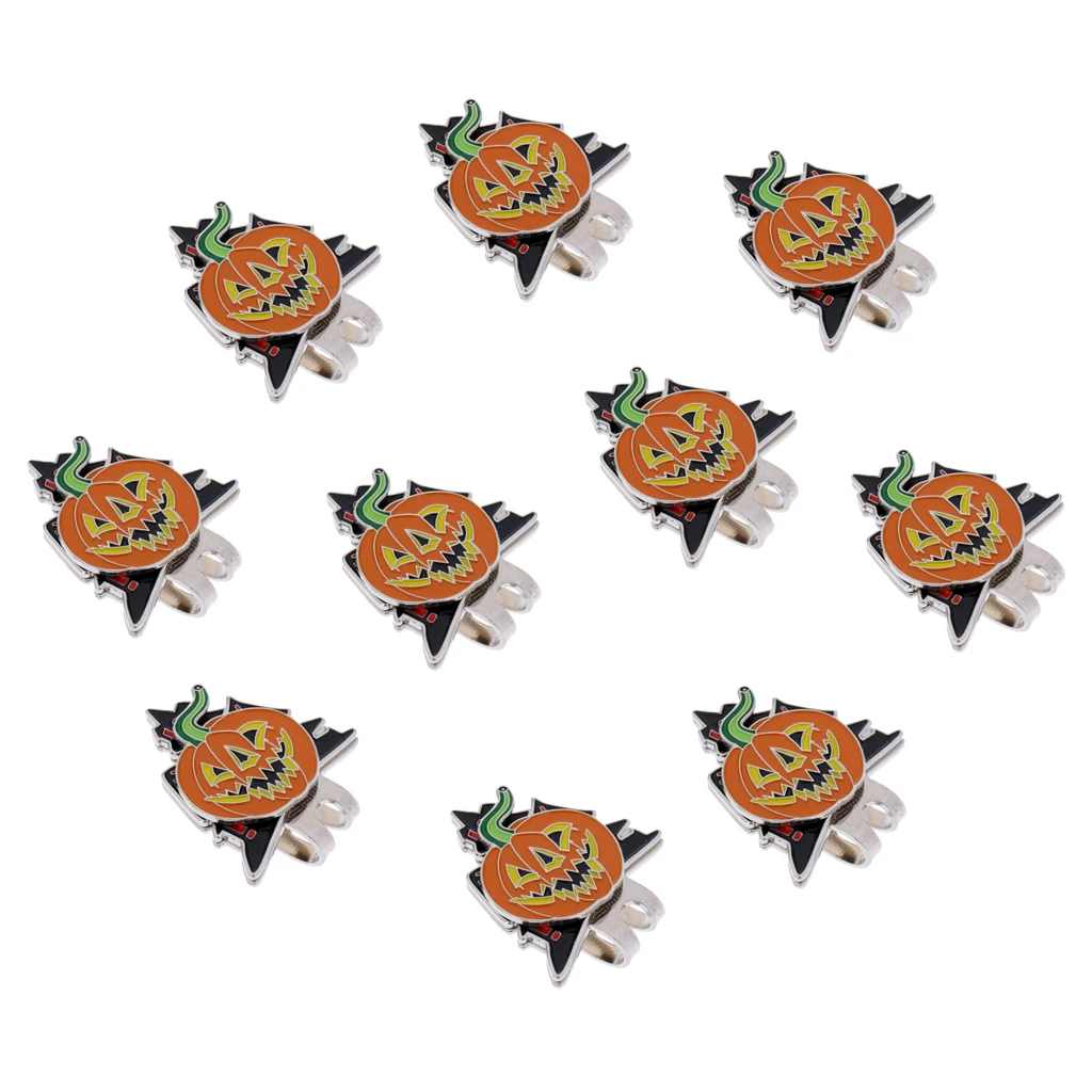 

10Pcs Halloween Pumpkin Magnetic Hat Clip Golf Ball Marker Clip On Visor