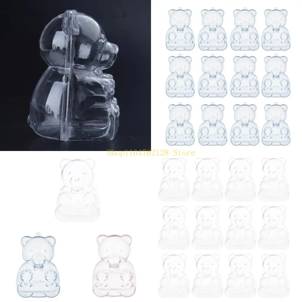 12Pcs Bear Shaped Clear Candy Box Plastic Containers Portable Small Jewelry Snacks Gift Boxes Wedding Party Supplies best sale