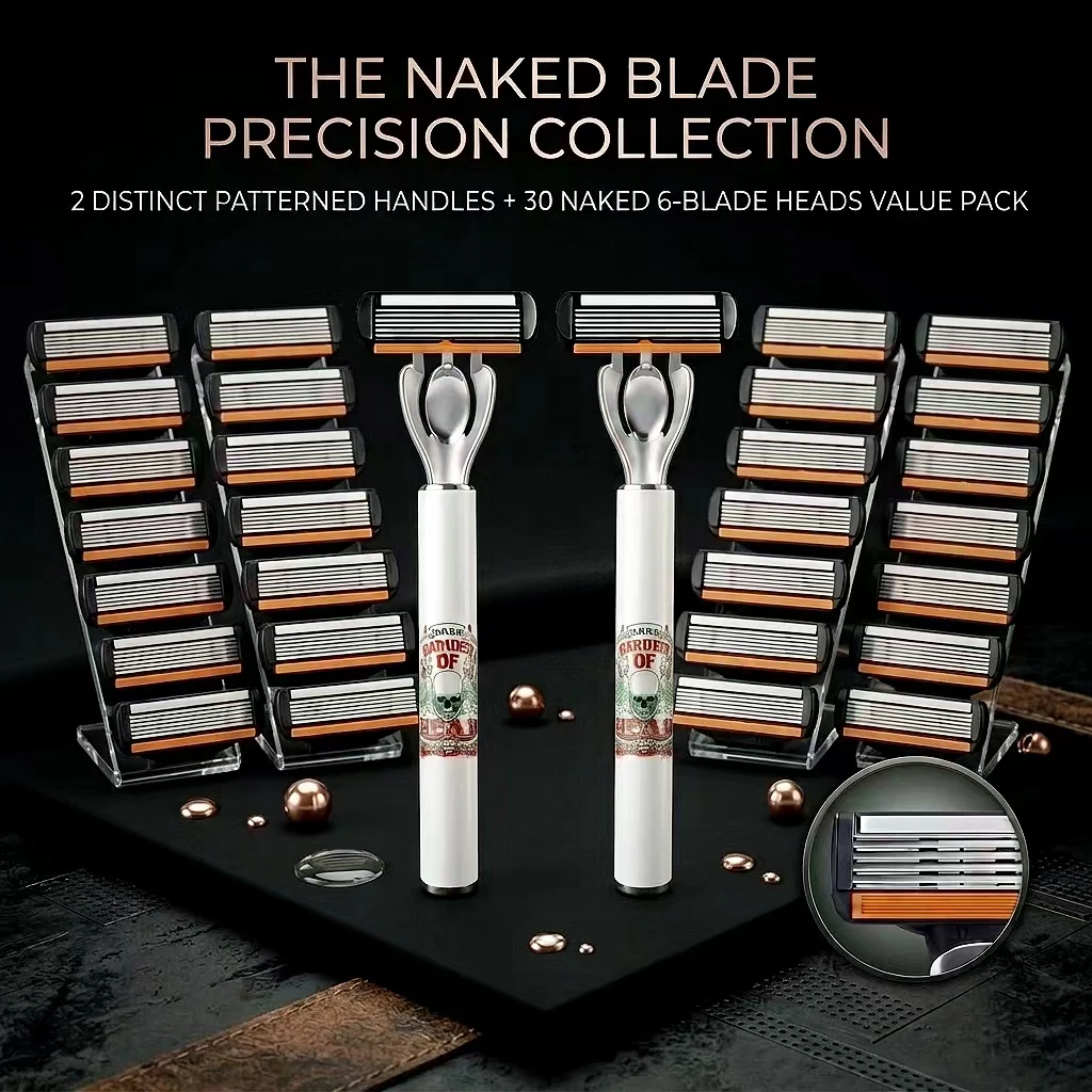 Men's Manual Razor 6-Layer Precision Blade System Replaceable Refills, Long-term Use, Men & Women Suitable Great Gift Idea