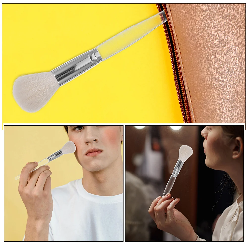 

2Pcs Compact Makeup Brushes Blush Powder Highlighter Face Brush Soft Bristles Small Lightweight Applicator Brush Set