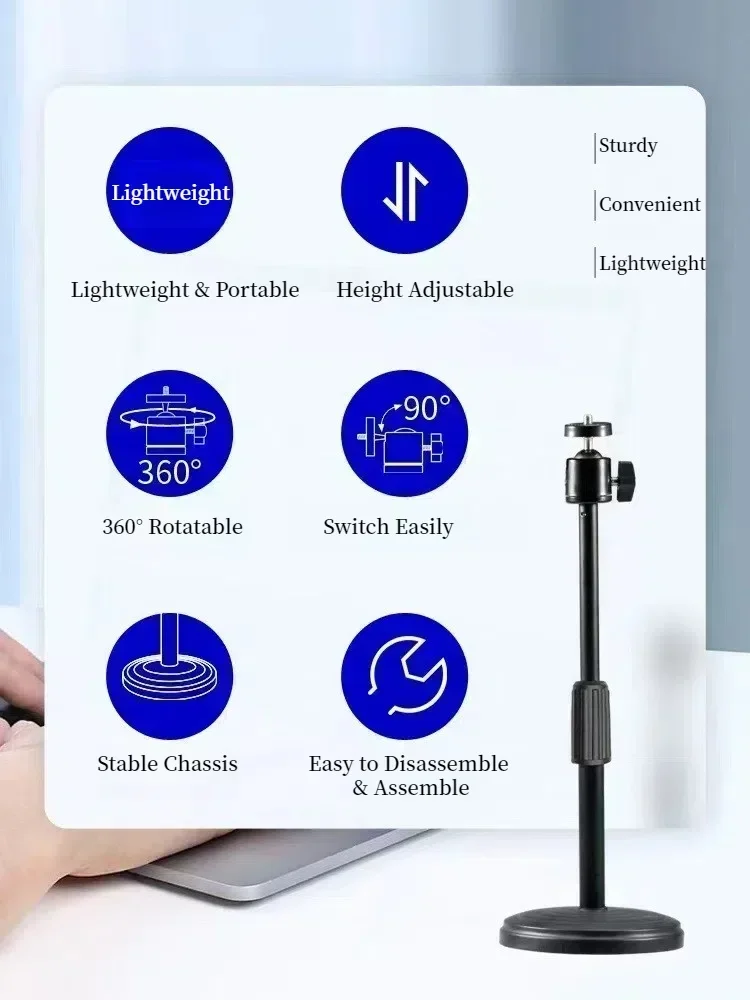 Universal 1/4 Screw Extend Tripod Light Stand Photography Light Bracket With Phone Holder for Phone LED Video Light Lamp