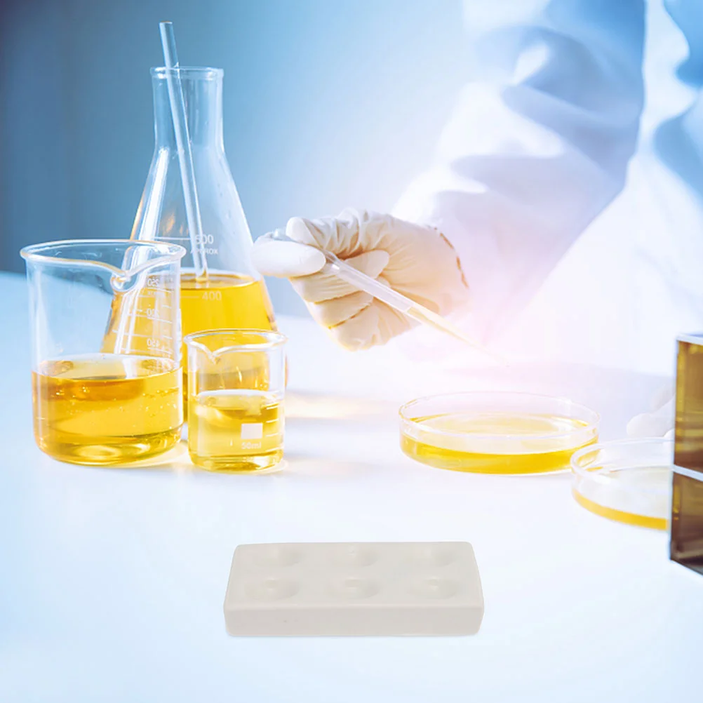 2 Pcs White Ceramic Reaction Plate Chemical Testing Spot Board Porcelain Hole Plate Lab Equipment Petri Dish Educational