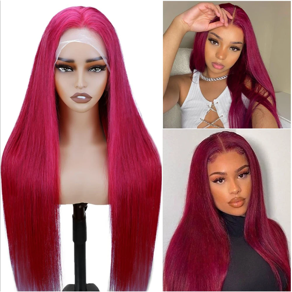 99J الملونة الدانتيل الجبهة خصلات الشعر المستعار الإنسان مستقيم بورجوندي 13x4 13x6 شفاف HD الدانتيل الباروكة الأمامية الأحمر البرازيلي الباروكات للنساء