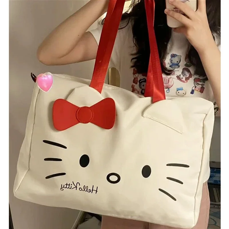 Sac de voyage à bandoulière Anime Sanurgente, Hello Kitty Cartoon, sac de capacité élevée, sacs initiés, bagages portables, sac de rangement, cadeau