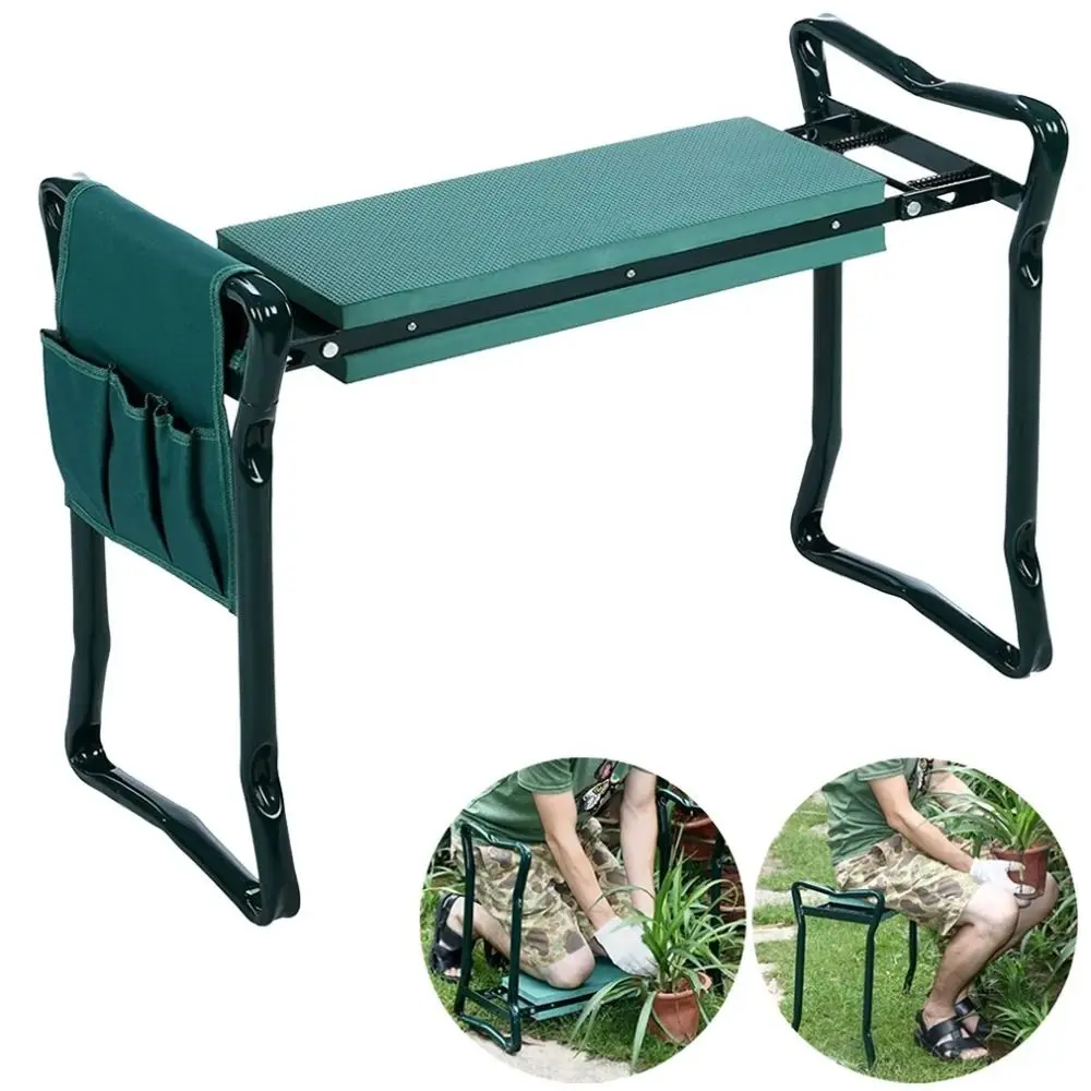 Durable Foldable Garden Kneeler Portable Soft Cushion Garden Kneeling Bench Stool Gardening Tool Pouch