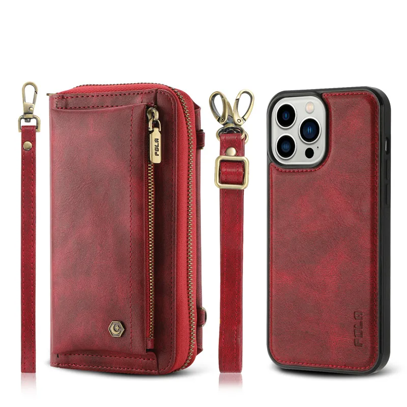 

Multi-function Crossbody Phone Case For Iphone 16E 13 Mini 12 11 14 15 16 Pro Max Leather Wallet Card Slot 7 8 Plus Phone Bags