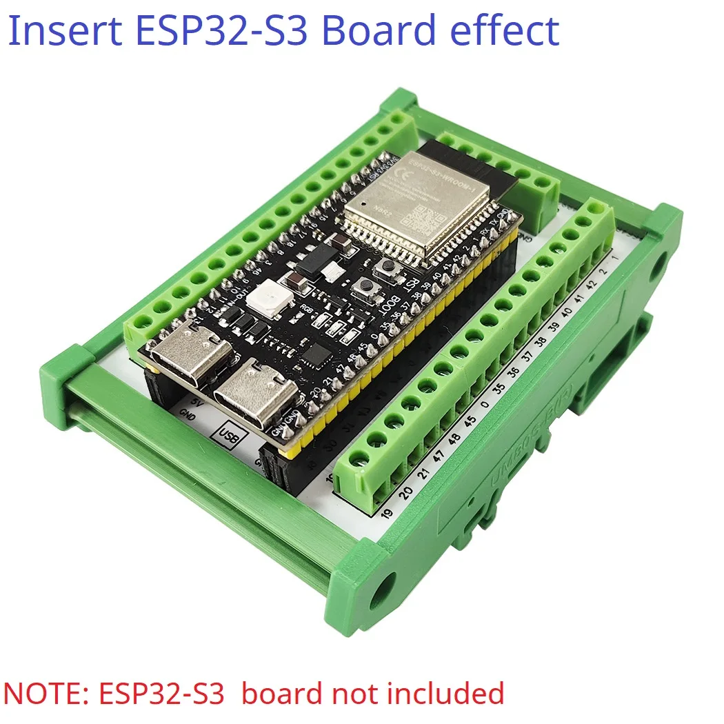 ESP32-S3 Din Rail Mounting Expansion Board All PinOut 3.96 Screw Terminal Module USB OTG N16R8 N8R8 for Wi-Fi + Bluetooth LE