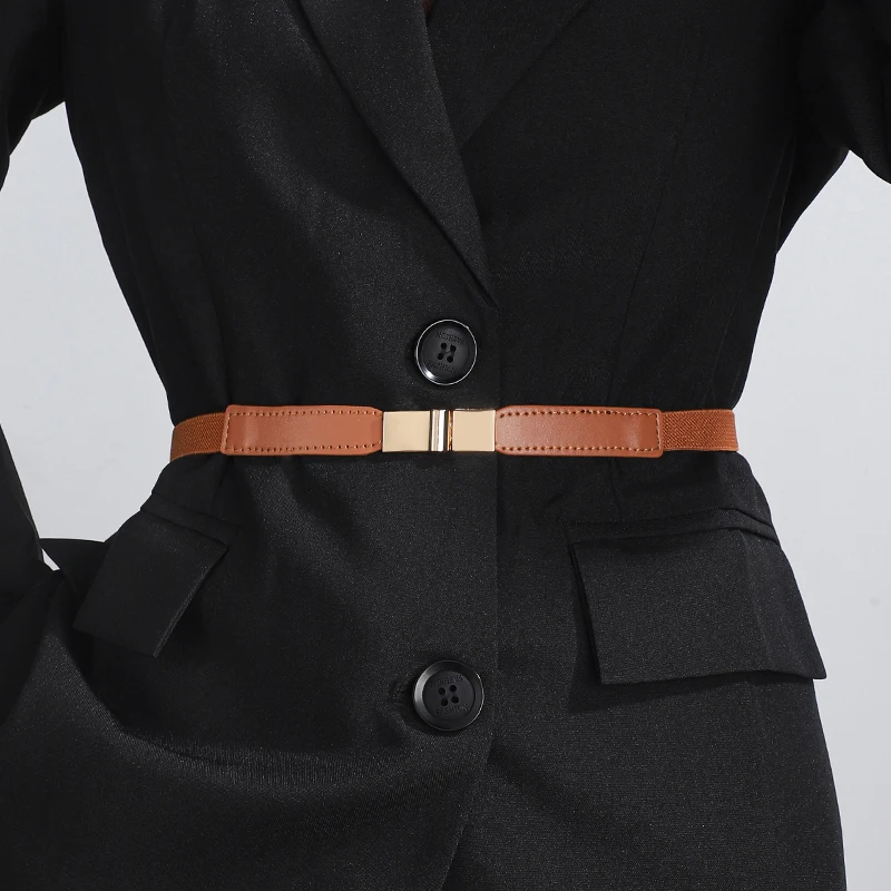Schnallen-Taillengürtel für Damen als Dekoration, Taillenabdeckung mit Rock, Retro-Elastikgürtel, vielseitiger und schlichter Taillengürtel.