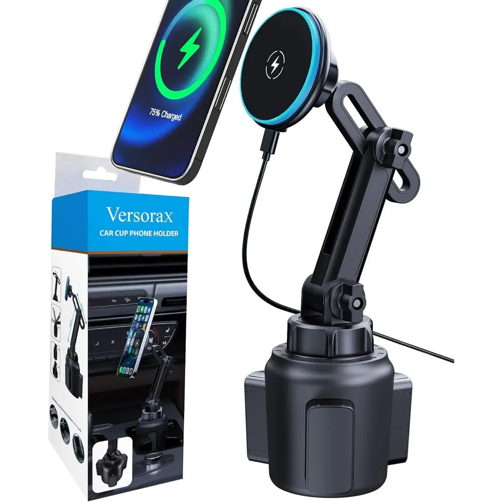 

Магнитный держатель для кружки в автомобиль, быстрая зарядка 15 Вт, светодиодная подсветка, мощный магнит N52