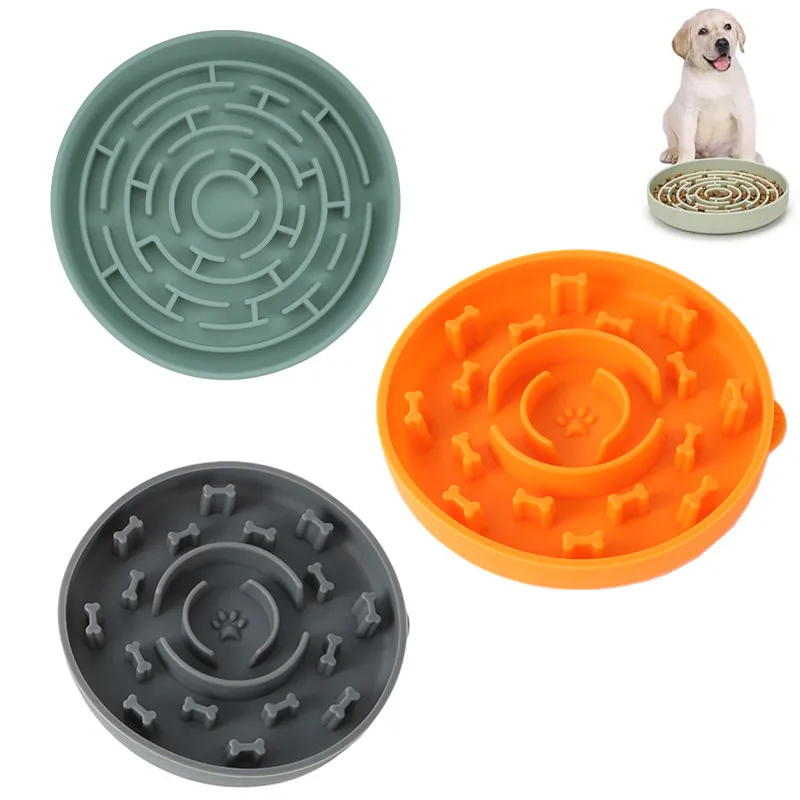 

Slow Feeder Dog Bowls Silicone Maze Food Suction Bowl Feeders Pet Puzzle Lick Mat to Slow Down Eating for Breed Size Cats