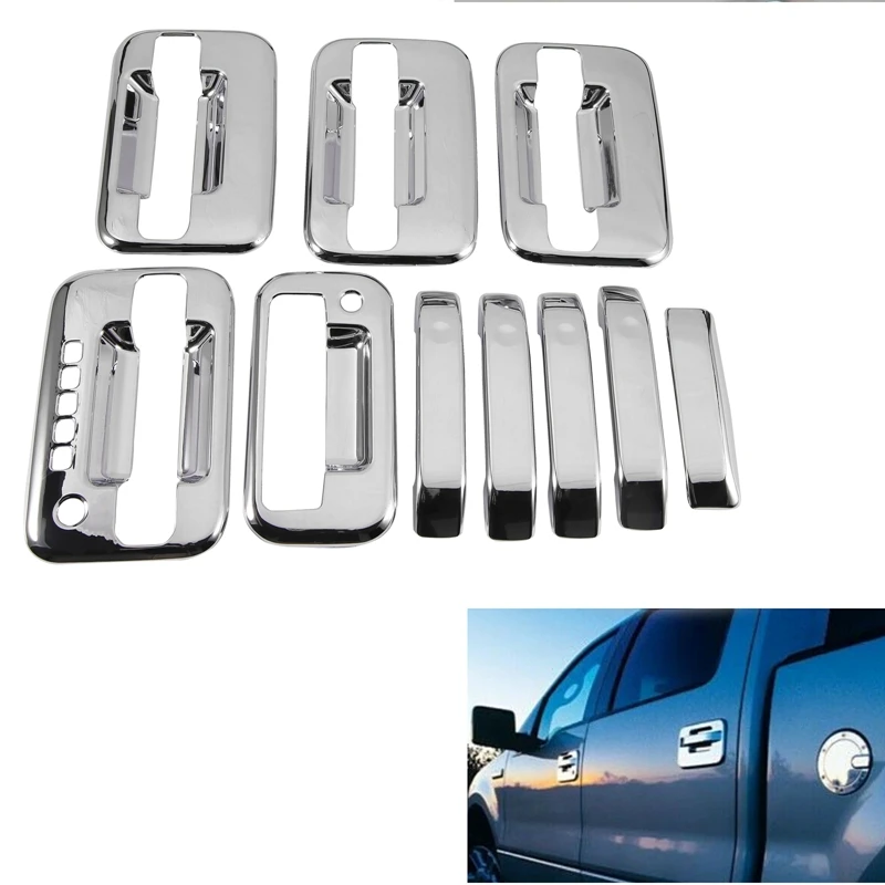 External Door Handle Covers With Keypad & Tailgate Cover With Keyhole For 2004-2019 Ford F-150 F150