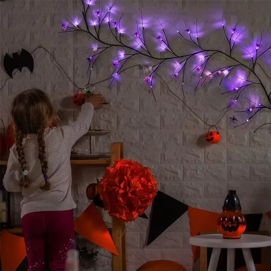 2023 nuovo LED Remote Bat Spider Pumpkin Lamp Outdoor Waterproof 8 modalità ghirlanda String Lights per la casa Halloween Party Wall Decor