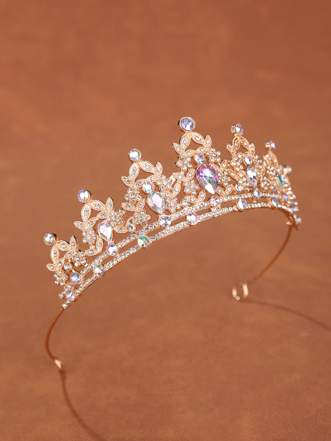 Baroque Light Luxury Ruby Crown, Studio Photo Shoot Hair Accessory, Birthday Party Queen-Style Alloy Headpiece