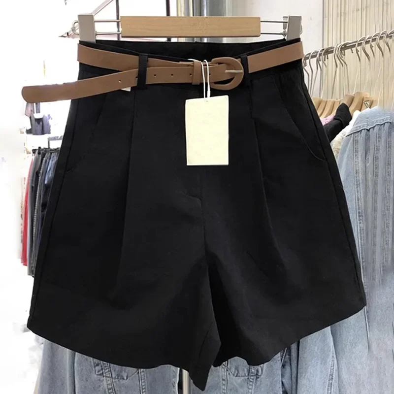 الكاكي اللون دعوى السراويل القصيرة المرأة الصيف رقيقة فضفاضة عادية واسعة الساق السراويل المتوسطة أنيقة تنوعا مستقيم خمسة أرباع السراويل