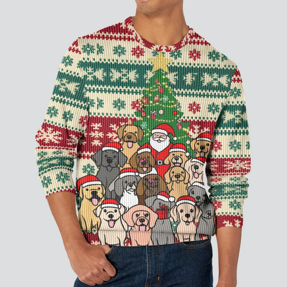 

New Arrivals Men's and Women's Warm Pullovers Unisex Christmas Theme Sweater Comfortable Fabric Puppy Printed