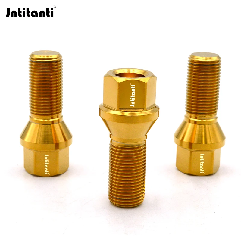 Jntitanti 17mm Hex Hollow Head Cone Seat Gr.5 Titanium Wheel Bolt M12x1.25 for Fiat Renault Peugoet Citroen DS Alfa Romeo