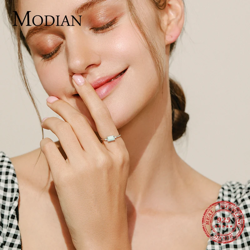 MODIAN Real 925 Sterling Silver Fantastic Natural Opals Finger Rings For Women Wedding Anniversary Jewelry Fine Accessories Anel