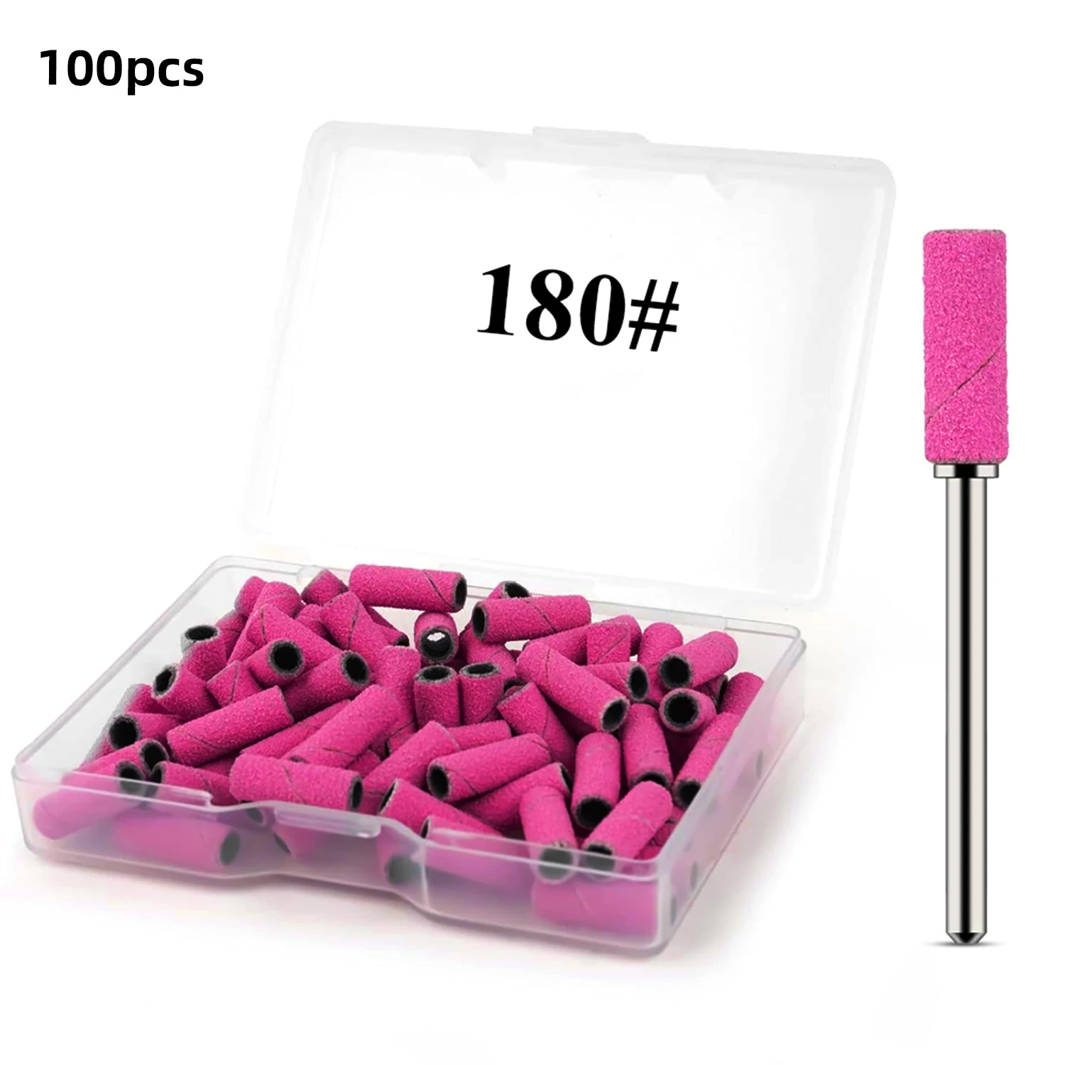 Nail Drill Bits Small  Sanding Bands 100 Pcs 180 Grit File with 3.1mm Mini Mandrel Nail Bit Set for Acrylic Nails Gel