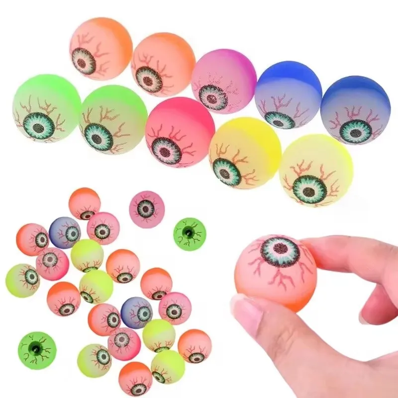 6/12 Pcs Assorted Exploding Eyes Bouncy Balls Halloween Themed Colorful Elasticity Rubber Jumping Toys for Prom Gifts