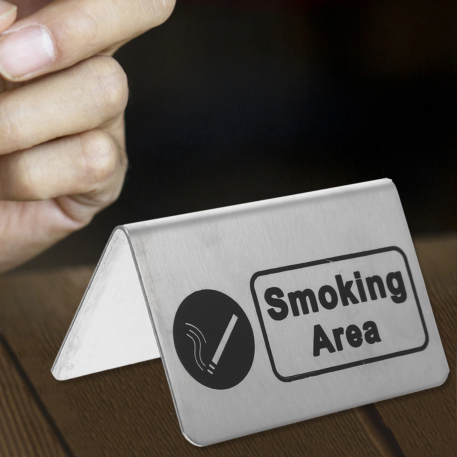 

Smoking Area Sign Stainless Steel Restaurant Banquet Labels No Smoking Indicator Plate Decorative Plates Practical Simple