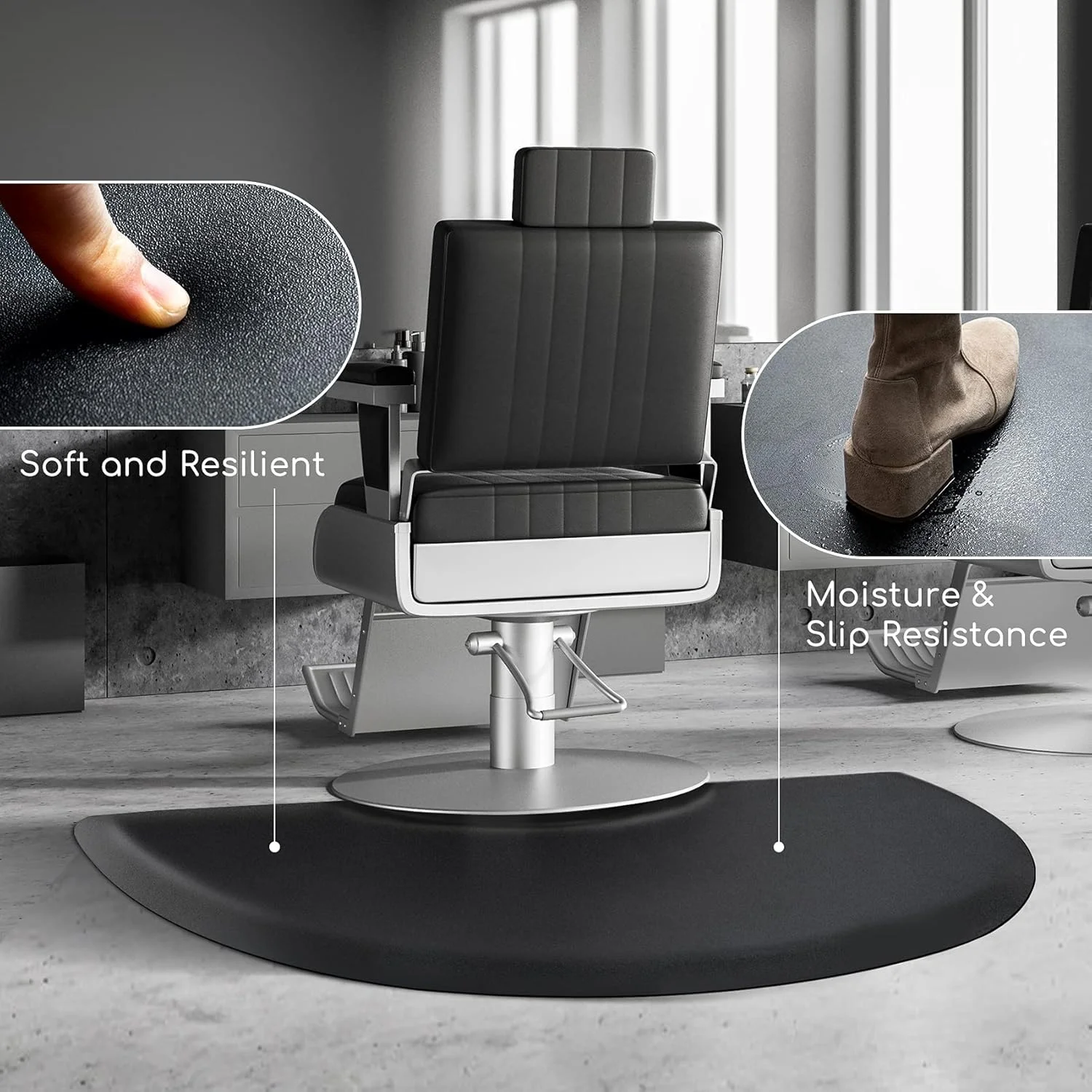 

Premium Salon Chair Mat Anti-Fatigue Hair Cutting Cushion for Barber Durable Non-Slip Half-Round Design, Ideal for Hairdressers