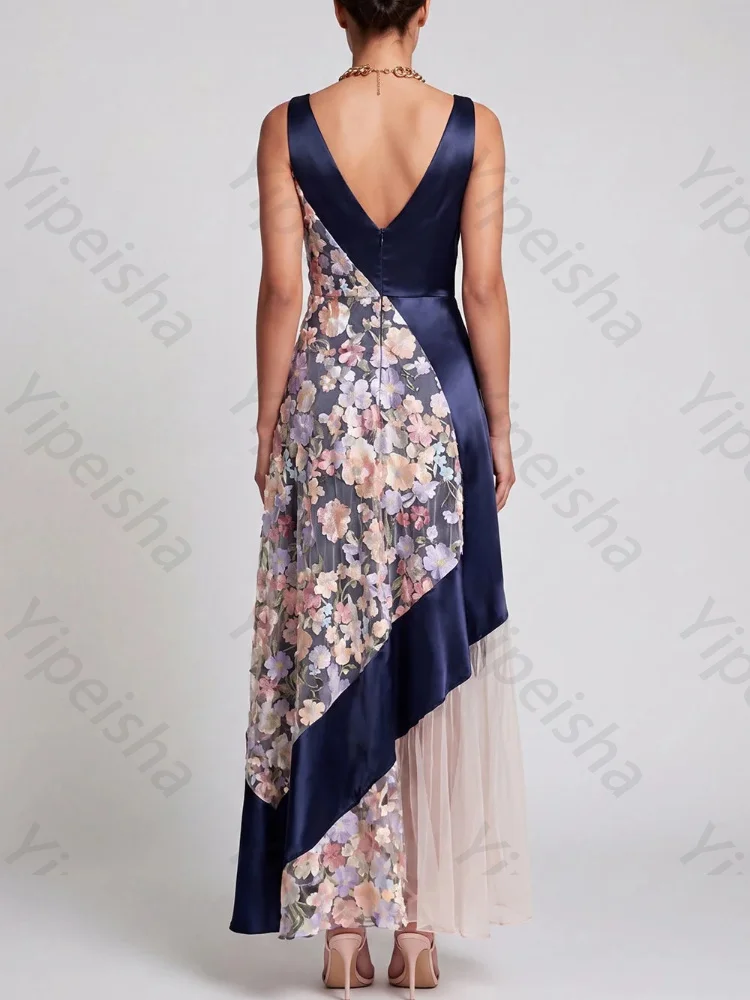 Customized Sexy A Line V-Neck Sleeveless Mother of The Bride Dresses Elegant Backless Evening Dress High Quality Prom Party Gown