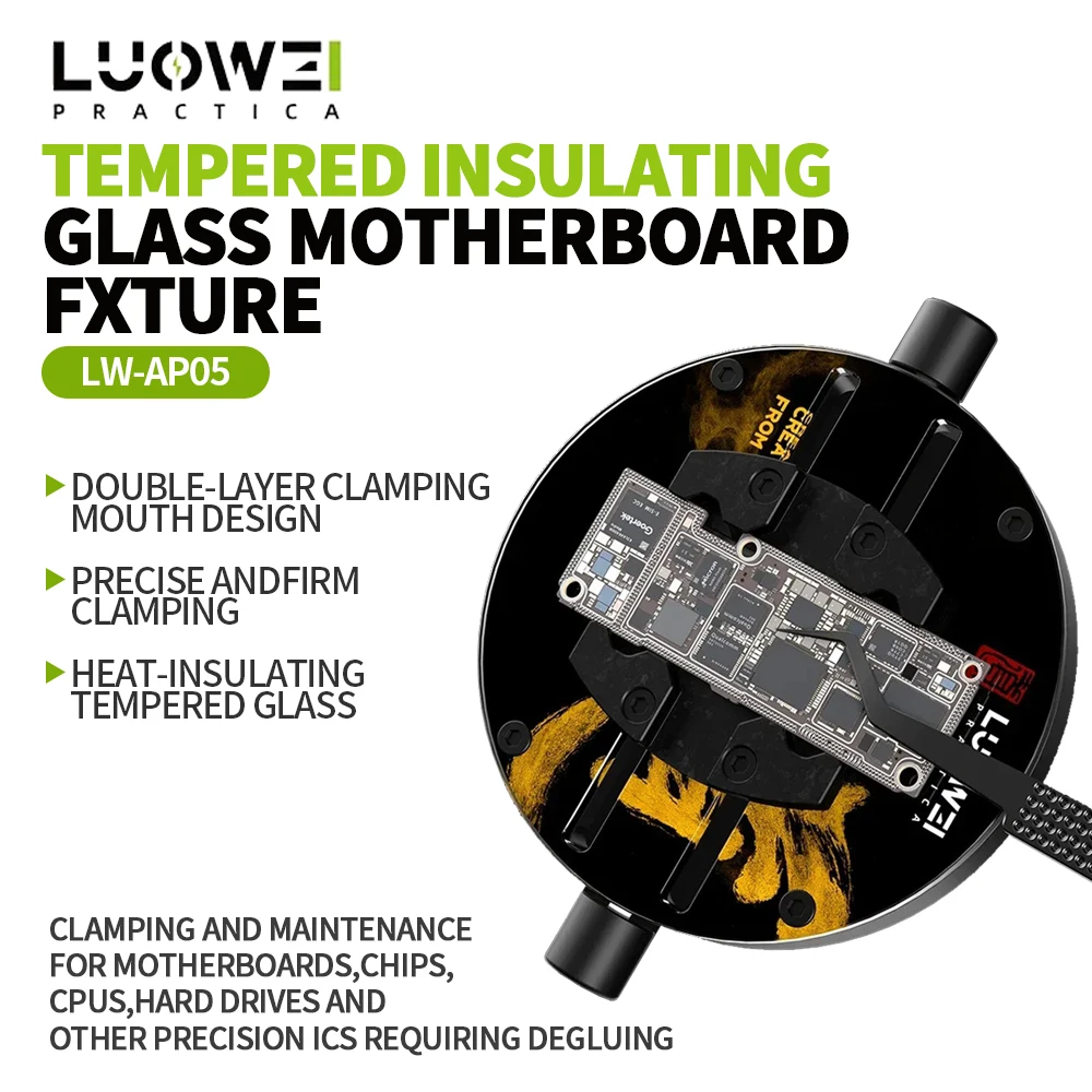 

LUOWEI AP05 закаленное теплоизоляционное стекло, приспособление для материнской платы для ремонта мобильных телефонов, чип материнской платы, зажимной инструмент для процессора