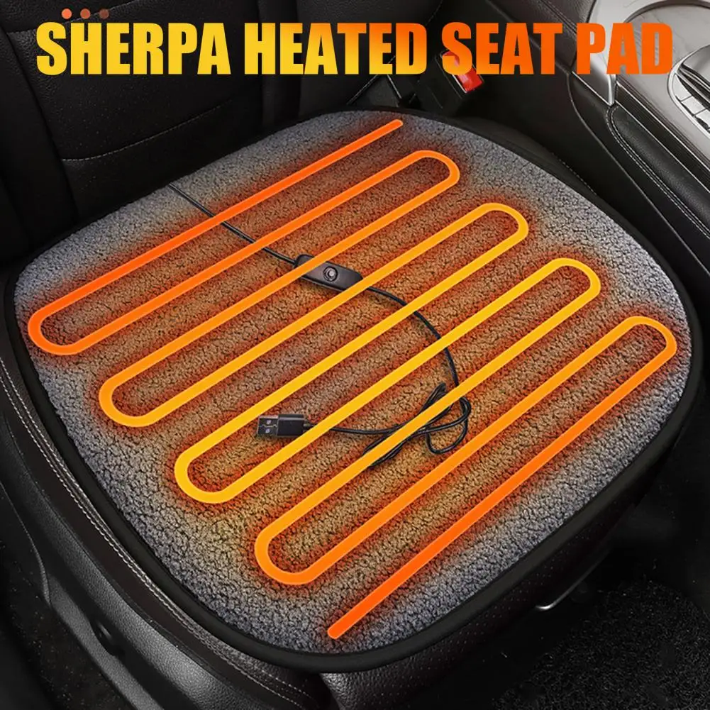 Heated Car Seat Cushion USB Heated Chair Pad for Winter Drives Portable Heated Seat Cover Home Anti-Slip Bottom Car Seat Warmer