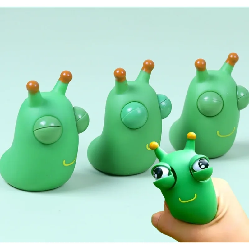 1/3 PCS Novelty Green Worm Squeeze Toys Eye Fidget Sensory Stress Relief Toys for Kids & Adults Birthday Gifts