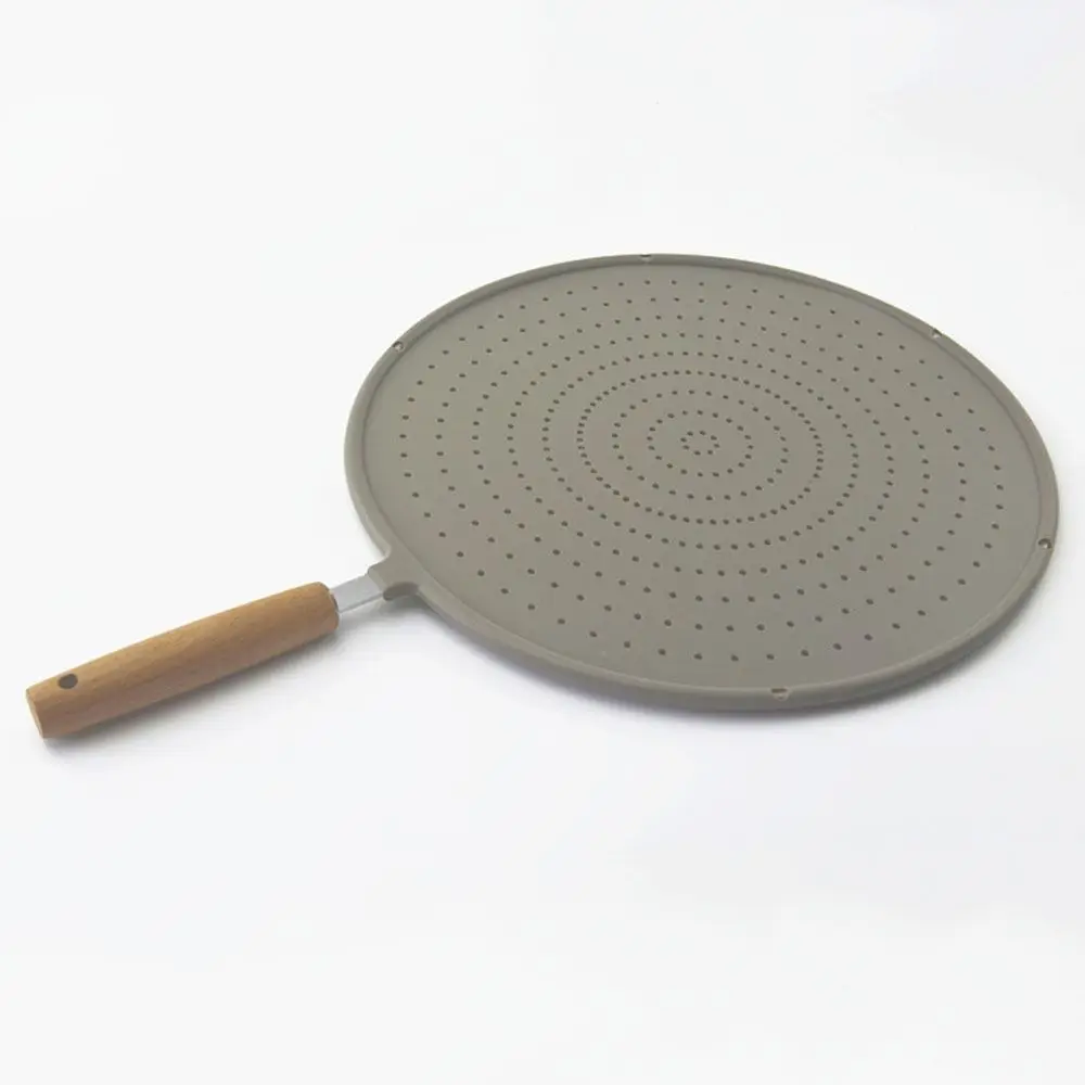 Heat Resistant Kitchen Splash Plate with Handle Food Grade Silicone Splatter Screen Easy Clean Splash-proof Oil Splatter Guard