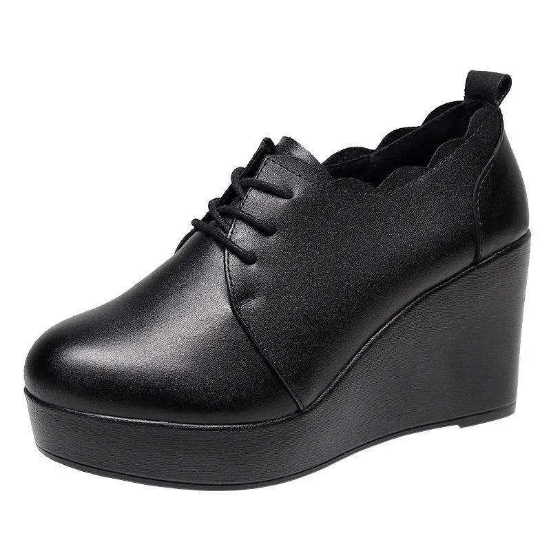 6 سنتيمتر 8 سنتيمتر 11.5 سنتيمتر حجم صغير 33-43 جلد طبيعي أسافين أحذية شتاء 2025 أحذية عالية الكعب منصة مع الفراء مكتب نموذج أمي