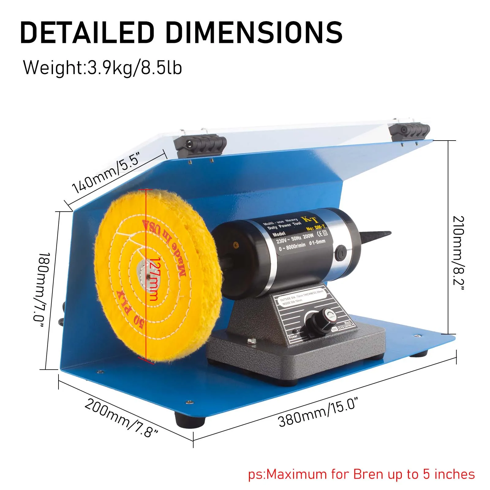 220v Cloth Wheel Polishing Machine Adjustable Speed Double-Head Electric Grinding and Polishing Small Cloth Wheel Machine Grinde