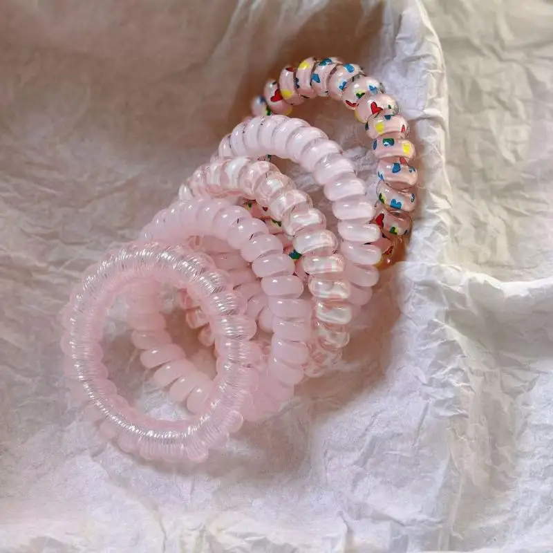 4 Stück Damen Spiral-Haargummis, Telefonkabel-ähnliche elastische Haarbänder, Accessoires für den täglichen Gebrauch, Reisen und Partys – Detail 9