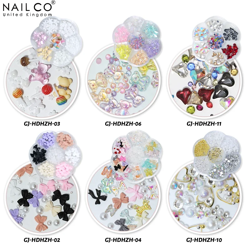 Nailco 7 Gitter Mix style Acryl Kristall 3D Blume charmante Nail Art Dekoration profession elle Accessoires für DIY Maniküre Design