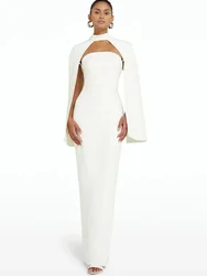 2024 Winter New Women's Fashion High-end Evening Dresses O-neck Sleeveless Pure Color High Waist Patchwork Elegant Gowns