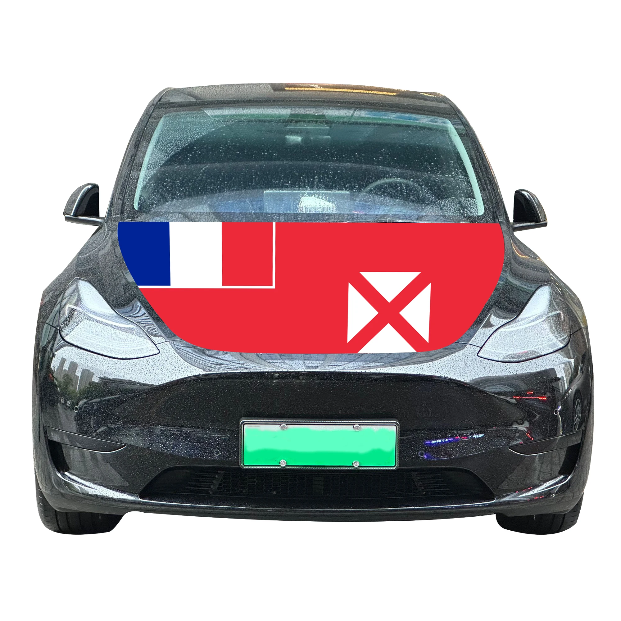 

Wallis and Futuna Car Hood Cover Flag Universal Size Elastic Polyester 120x150cm for Car Decor